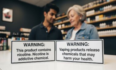 Vape packaging health harm warnings more impactful than those on addiction